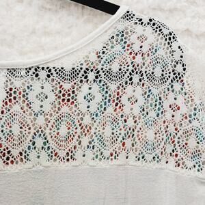 Blouse Top Size M Lace Whimsycore Boho Casual Romantic Coral Teal Y2K Vacation